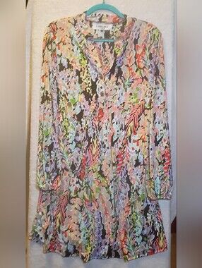Shopin LA multi-color pastel watercolor floral tunic dress